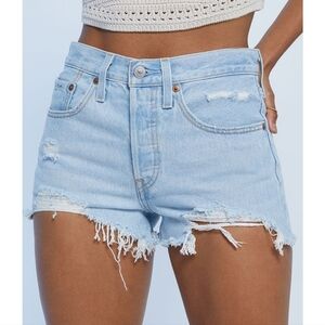 Levi's 501 High Rise Short Ojai Top Blue Nwt Sz 30